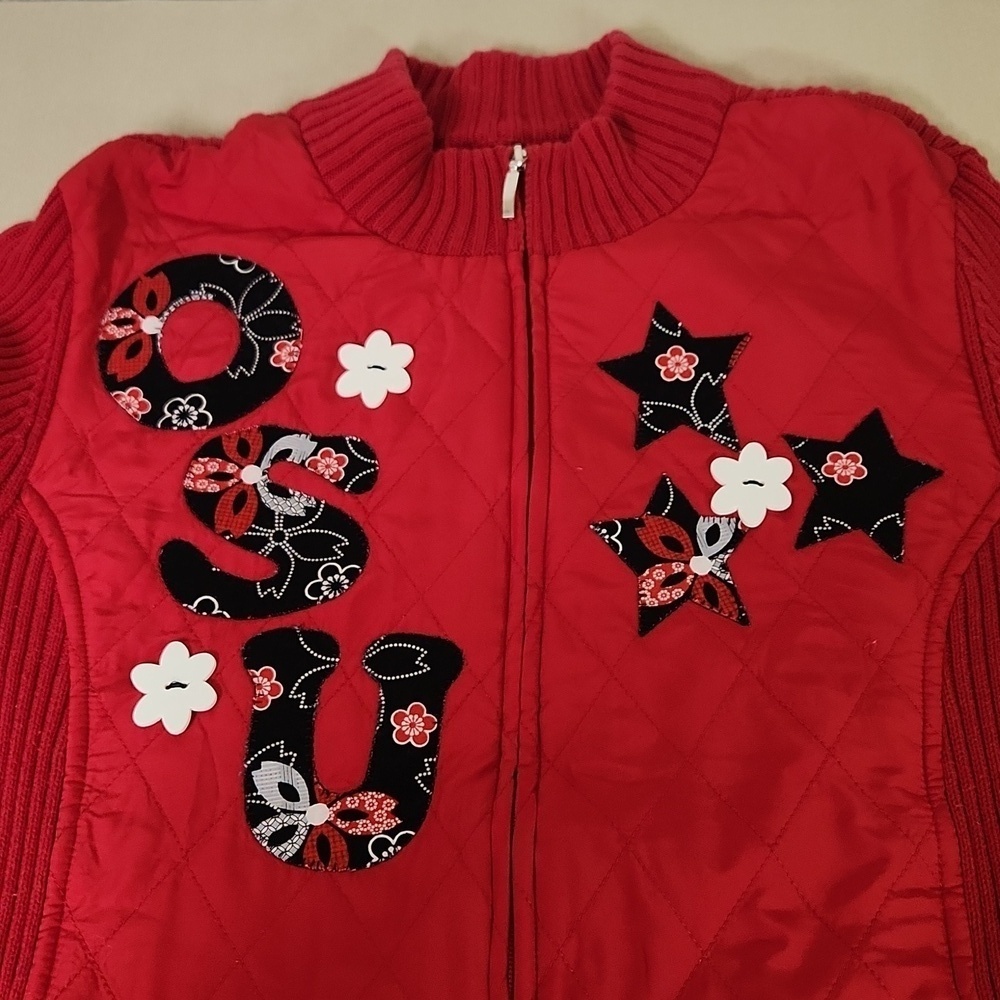 Hand Made Ohio State Zipper Sweater Size Large Football Season!! One Of A Kind - Picture 7 of 7